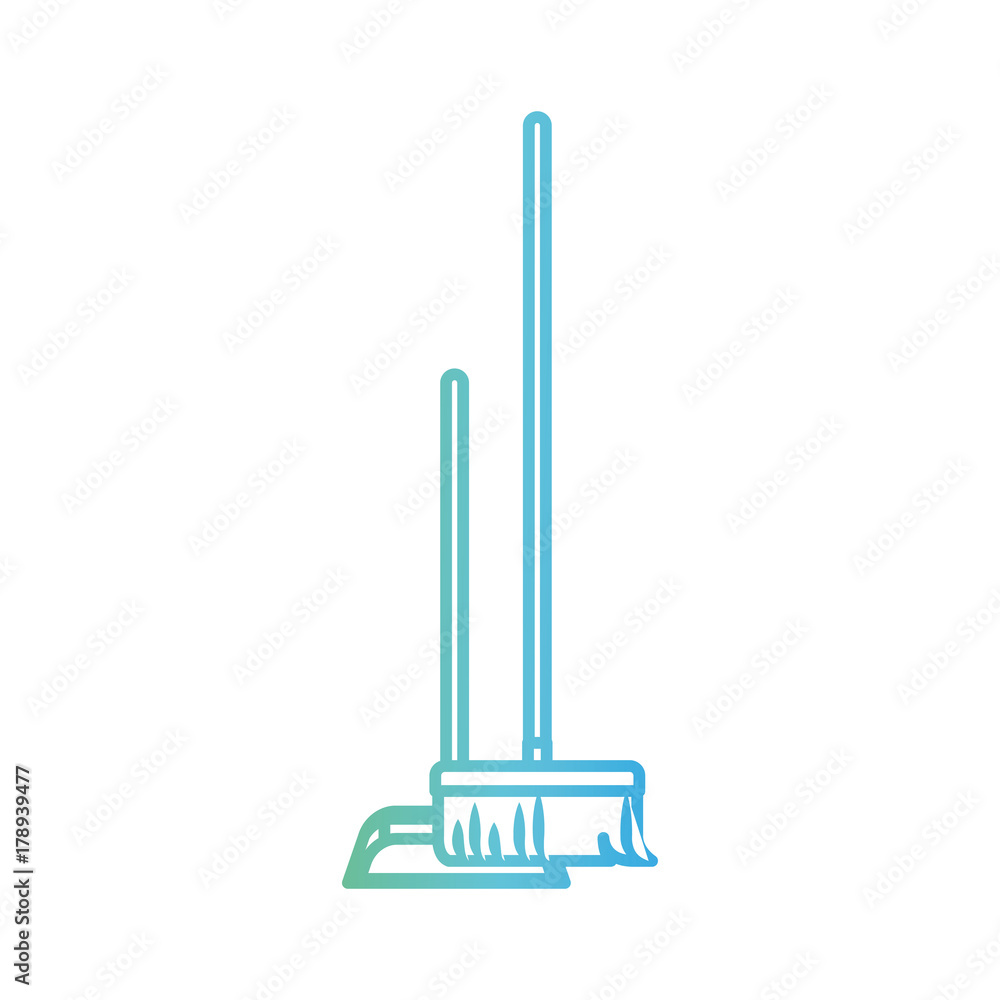 dustpan and broom in degraded green to blue color contour dustpan and broom in degraded green to blue color contour
