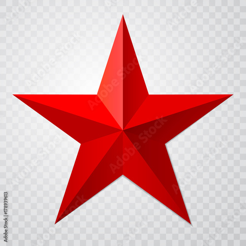 Obraz na plátně Red star 3d icon with shadow on transparent background