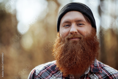 Portrait of bearded lumberjack photo