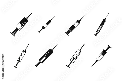 Syringe icon set, simple style
