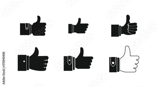 Thumb up icon set, simple style