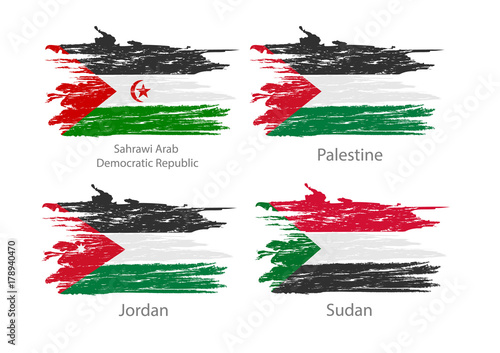 Set of smear painted flags of different countries