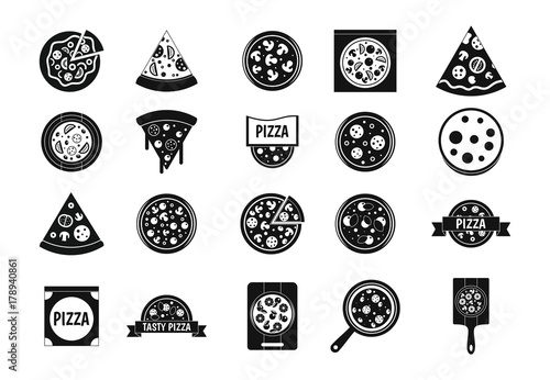 Pizza icon set, simple style