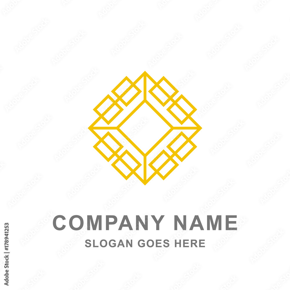 Geometric Ornament Gold Rhombus Logo Vector Geometric Ornament Gold Rhombus Logo Vector