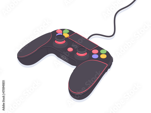 Video game controller. Isometric gamepad vector illustration