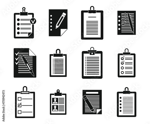 To do list icon set, simple style