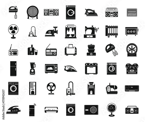 Appliances icon set, simple style