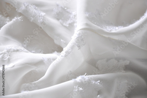 Close up White Chiffon Fabric Texture