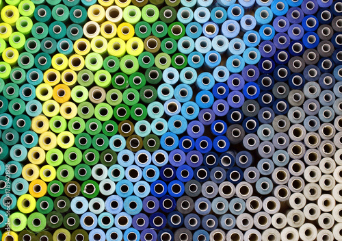 Colored threads in a reel