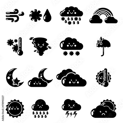 Weater icons set, simple style
