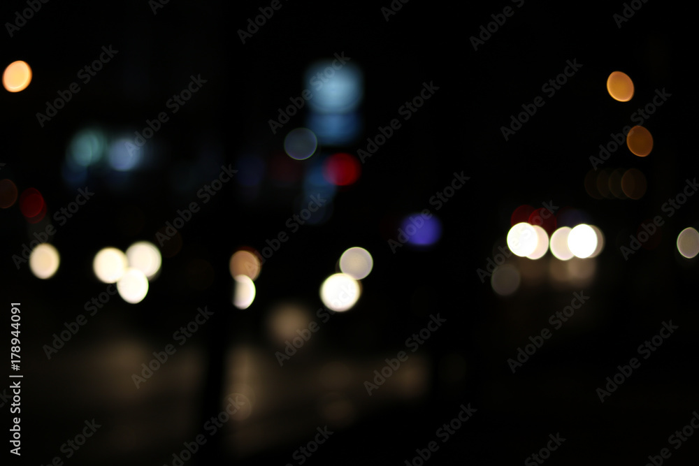 light bokeh on street and abstract background .