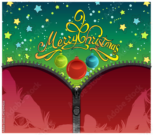 Knitted Christmas Background With Iron Zip.
