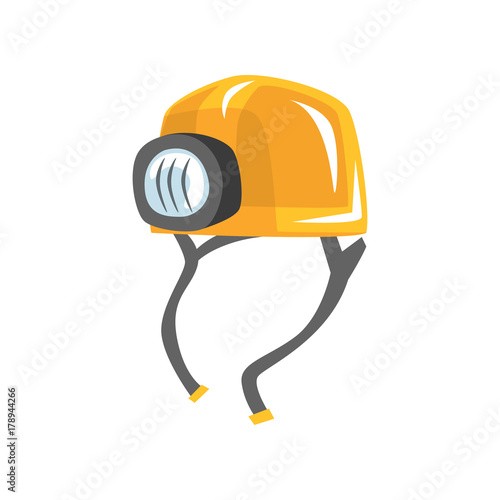 Yellow worker helmet with flashlight