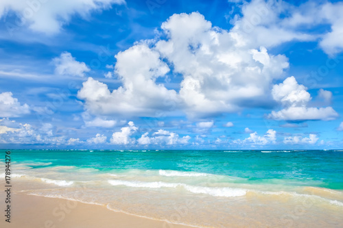 White sandy tropical beach in Punta Cana  Dominican Republic