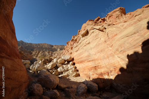 Scenic landscape in Timna mountains.