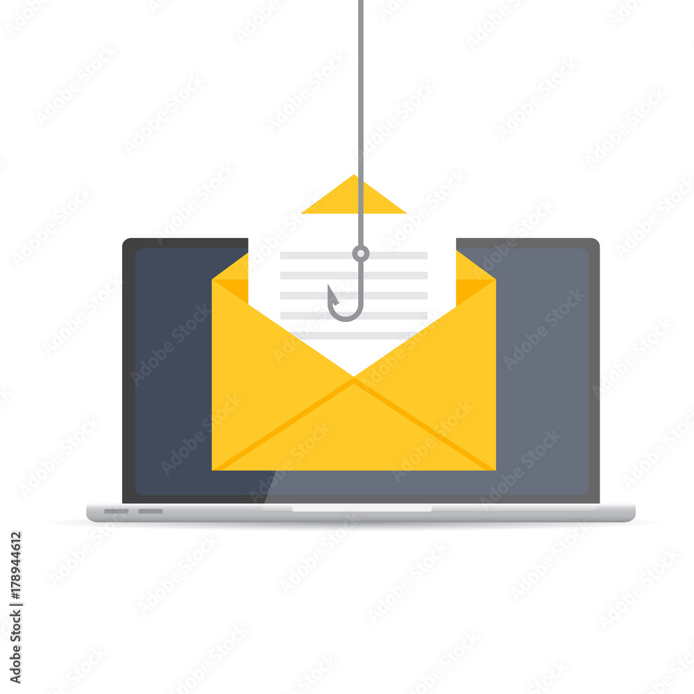 Data phishing, hacking online scam on computer laptop concept. Fishing ...