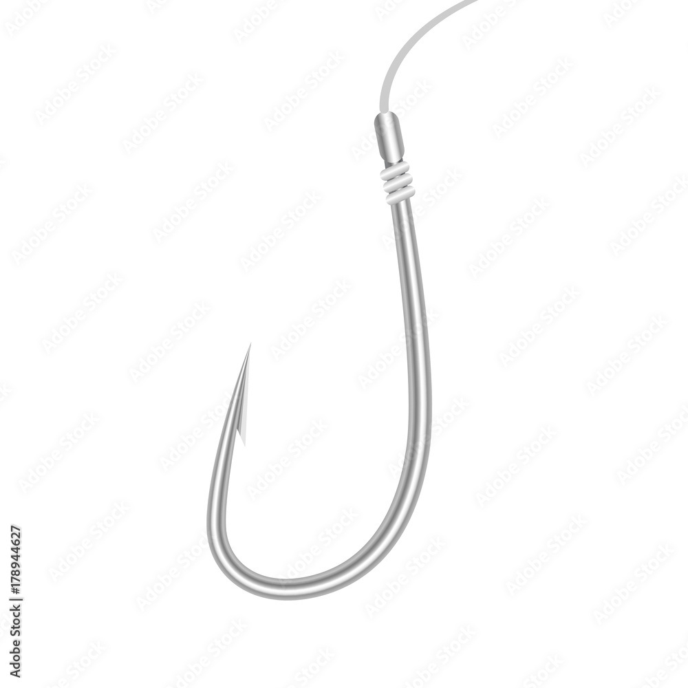 Realistic empty metal  fishing hook. Vector illustration.