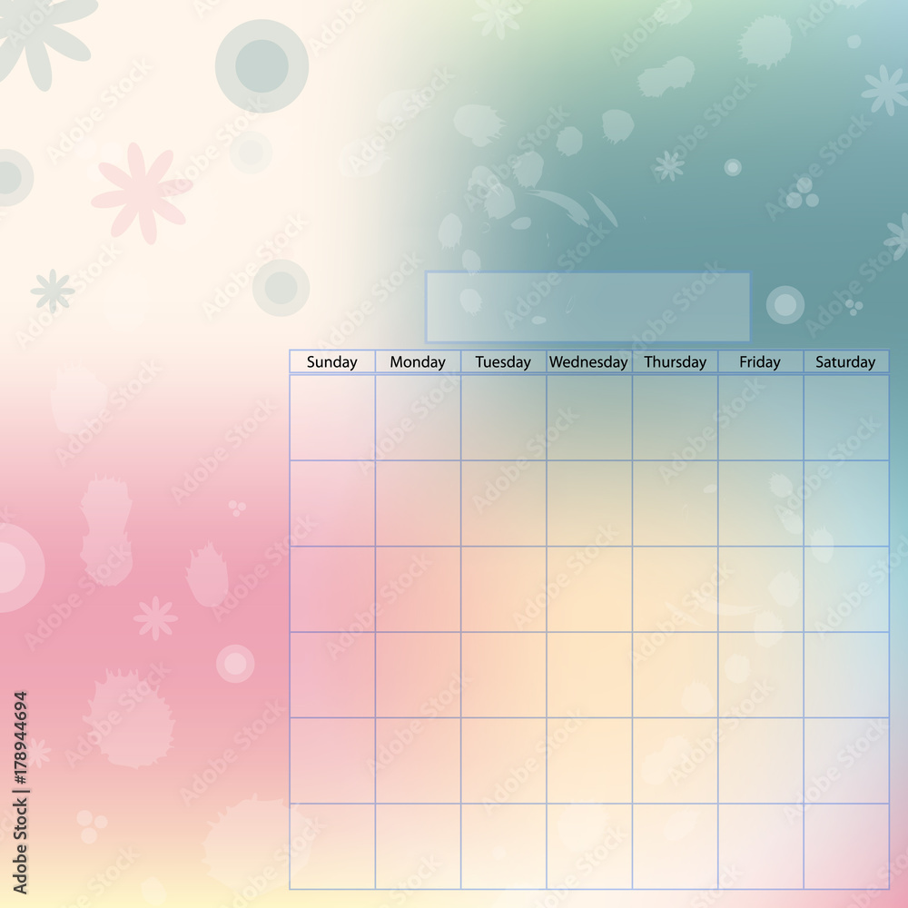 Beautiful calendar template with circles and flowers