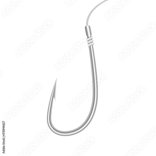 Realistic empty metal fishing hook. Vector illustration.