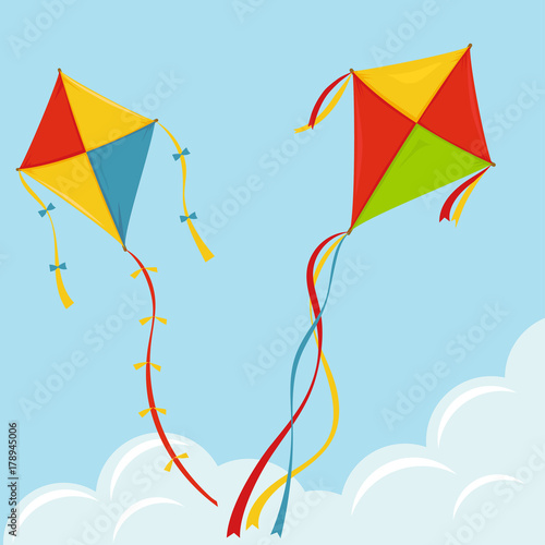 Fly Kite in Sky, vector