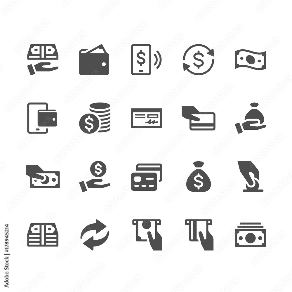 Fototapeta premium Money glyph icons