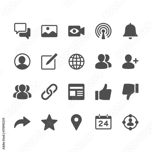 Social network glyph icons