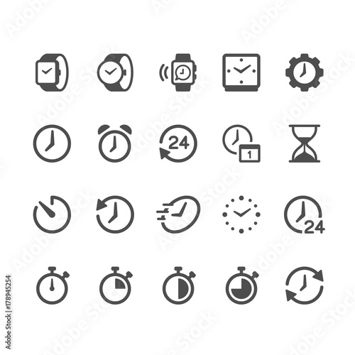Time and clock glyph icons