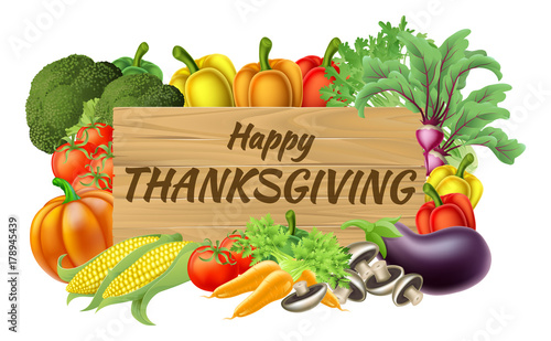 Thanksgiving Fruits and Vegetable Produce Sign