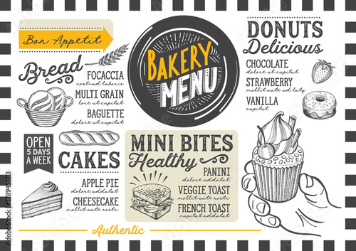 Bakery menu restaurant  food template.