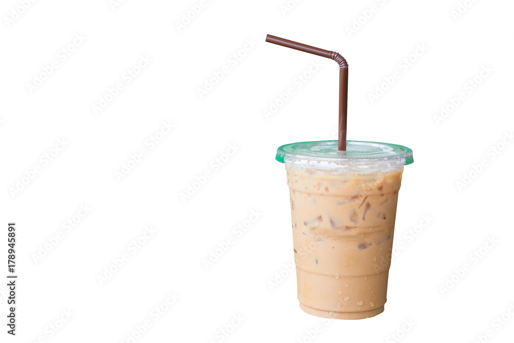 Iced Latte Or Iced Coffee In Takeaway Cup On White Background Stock Photo,  Picture and Royalty Free Image. Image 57804042.