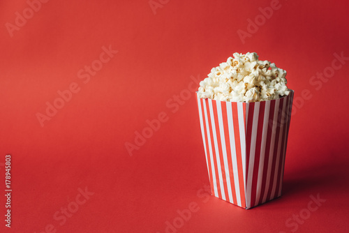 Striped box with popcorn