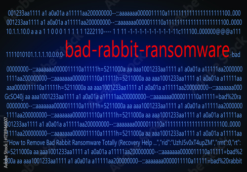 Bad rabbit ransomware attack. Computer technology and cyber security concept