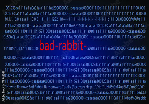 Bad rabbit ransomware attack. Computer technology and cyber security concept