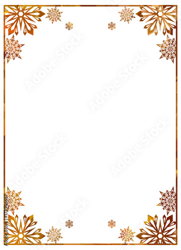 Winter frame with snowflakes. Copy space.