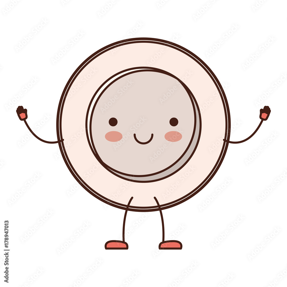 Obraz premium kawaii cartoon dish in top view in colorful silhouette