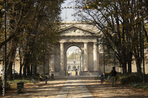 the park Sempione in Milan in a sunny autumn day