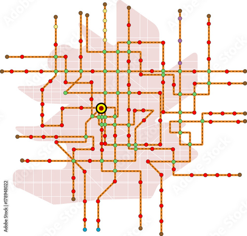 Fictional subway map, public transport map, free copy space