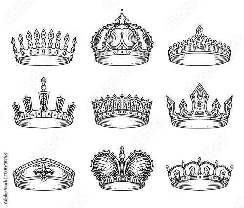 Set of isolated sketch for crown or tiara