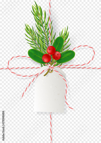 Christmas Gift Bow on Transparent Background. Festive Template for Greeting Card, Postcard and Flyers. Vector Illustration for Happy New Year. photo