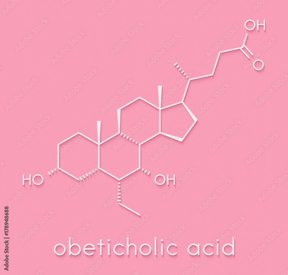 Obeticholic acid liver disease drug molecule. Agonist of farnesoid x ...