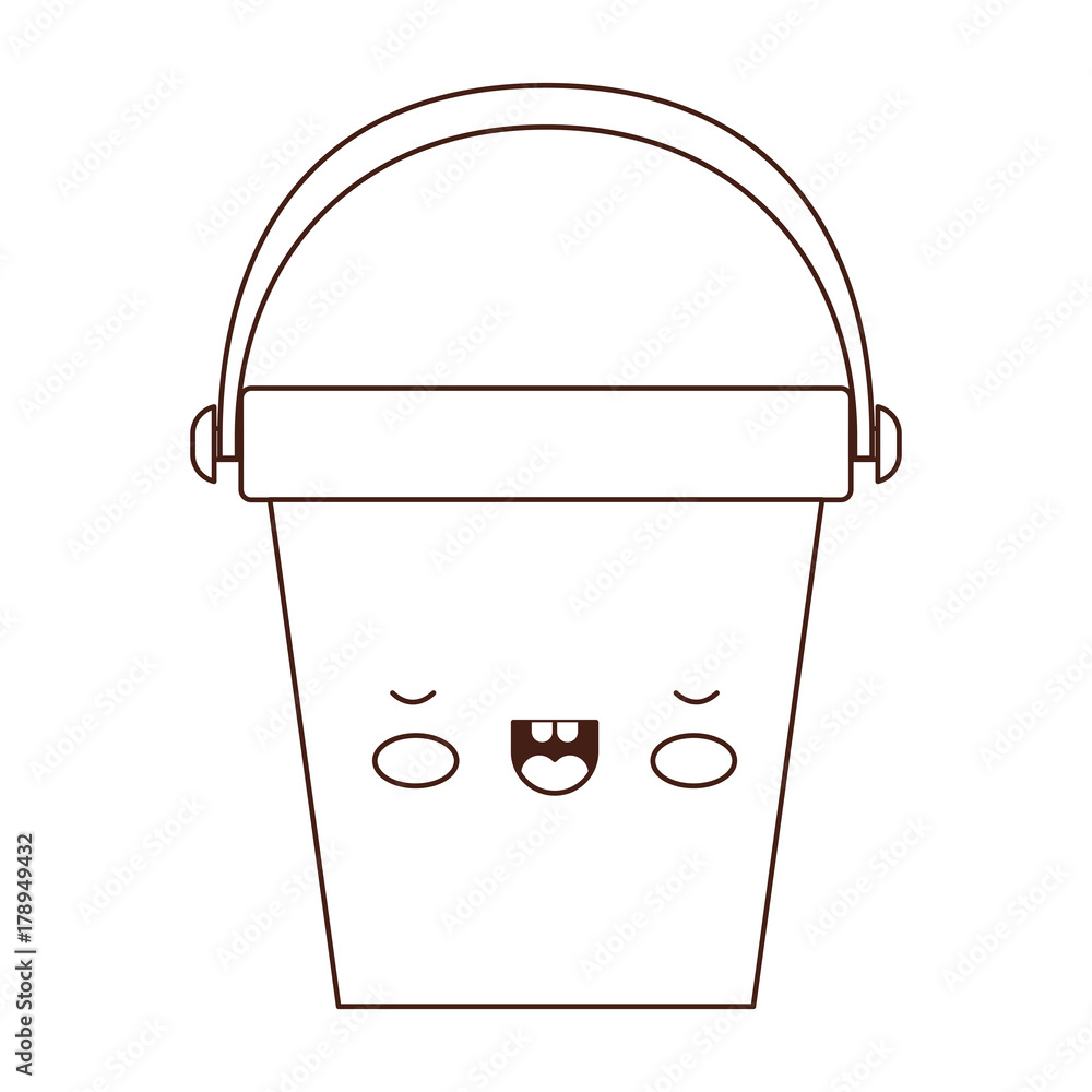kawaii bucket with handle in brown silhouette kawaii bucket with handle in brown silhouette