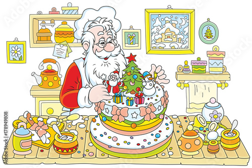Santa Claus cooking a fancy...