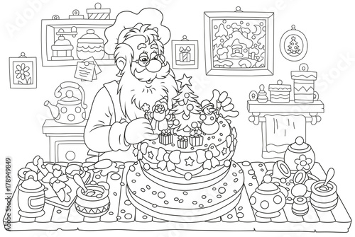 Santa Claus cooking a fancy...