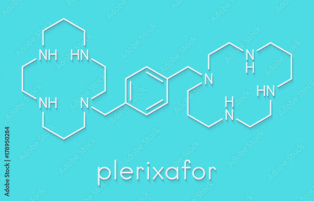 Fototapeta premium Plerixafor cancer drug molecule. Skeletal formula.