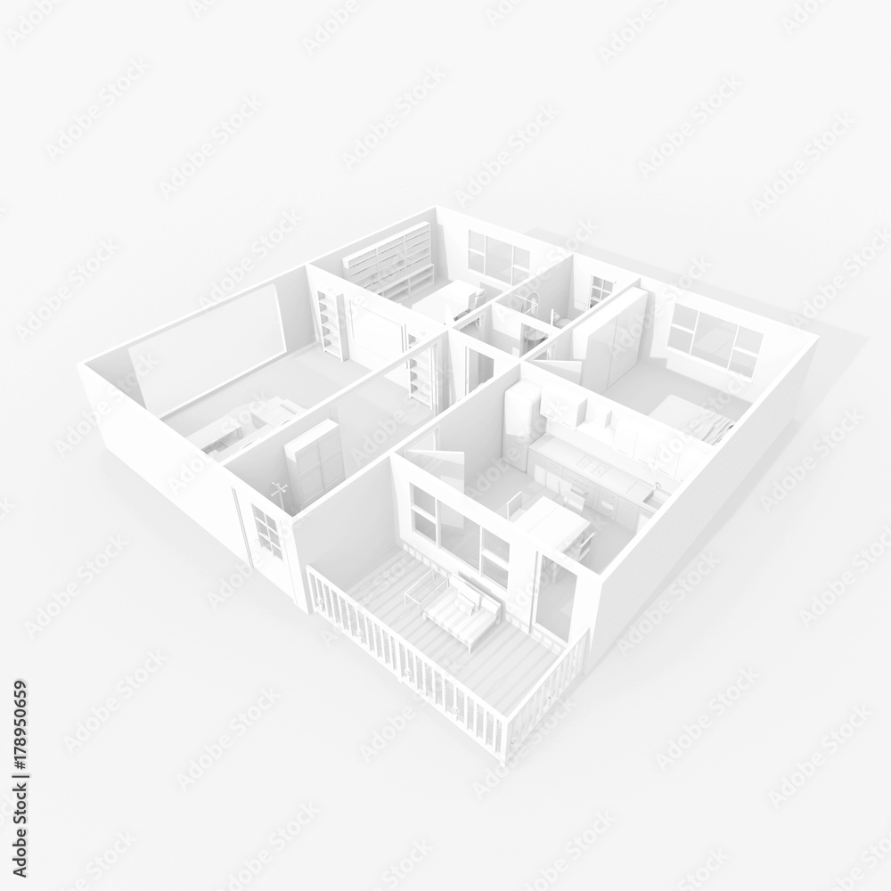3d rendering of furnished home apartment 3d rendering of furnished home apartment