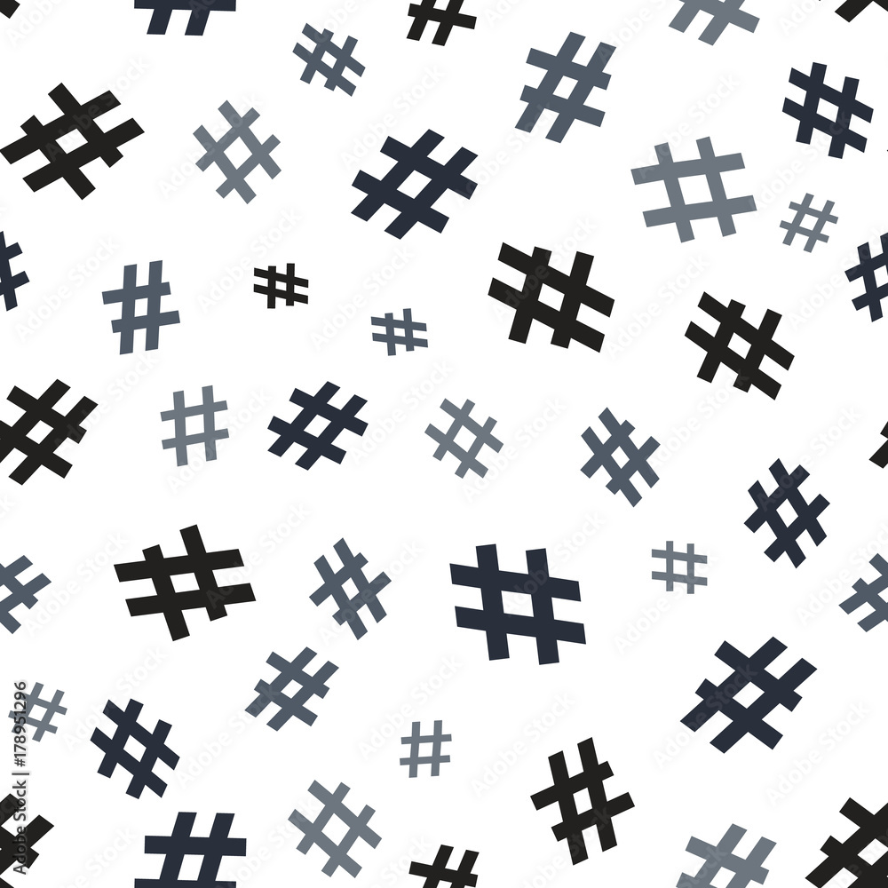 Obraz premium Hashtag icon seamless pattern. Hashtag random seamless pattern