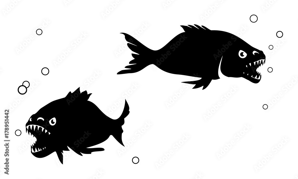 Obraz premium Piranha silhouettes