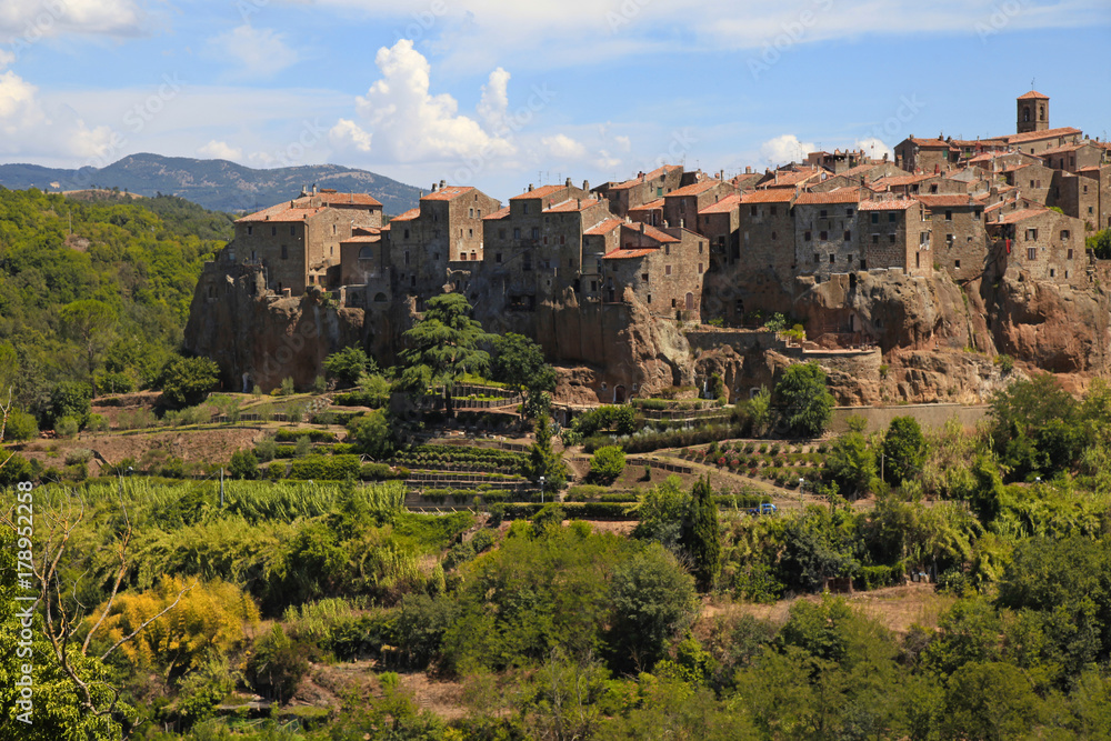 medieval village Pitigliano founded in Etruscan time on the tuff hill, Grosseto, Tuscany, Italy