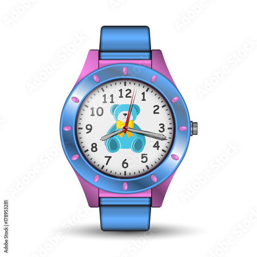 Vector photorealistic children's watch on a white background