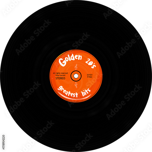 Retro vinyl disc vector with 20's theme